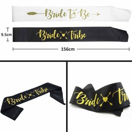 Alledomain 11 Pack Bride Tribe Sashes Set, 10Pcs Black & 1Pc White Bride to Be Sash Hen Party Sashes Hen Do Decoration Team Bridal Shower Sash Bride & Girls Hen Night Party Favor Wedding Accessories