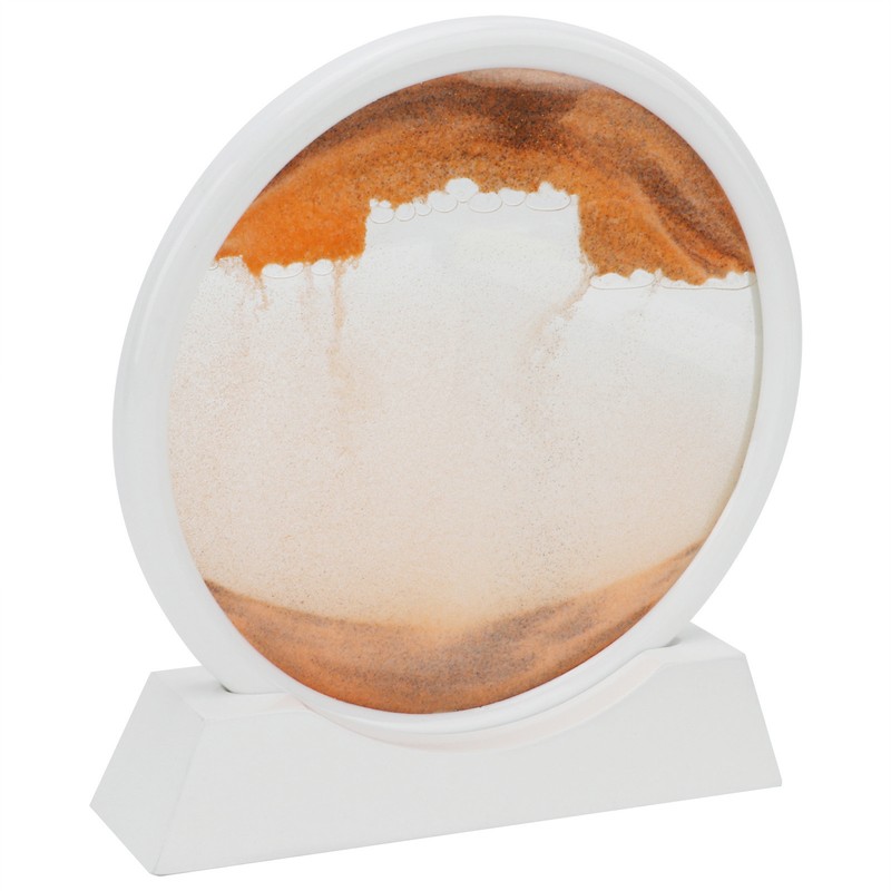 Moving Sand Art Round White Frame 3D High Transparent Glass