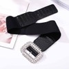 Yalice Rhinestone Waist Belt Wide Elastic Belt for Dresses Sparkle