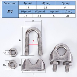 12pcs wire rope cable clip clamps m6,steel u bolt saddle fastener,wire rope grips,wire tensioner,cable clamp for wire rope,rigging fasteners,tension wire rope clamps,bolt cable clamp,wire tensioner
