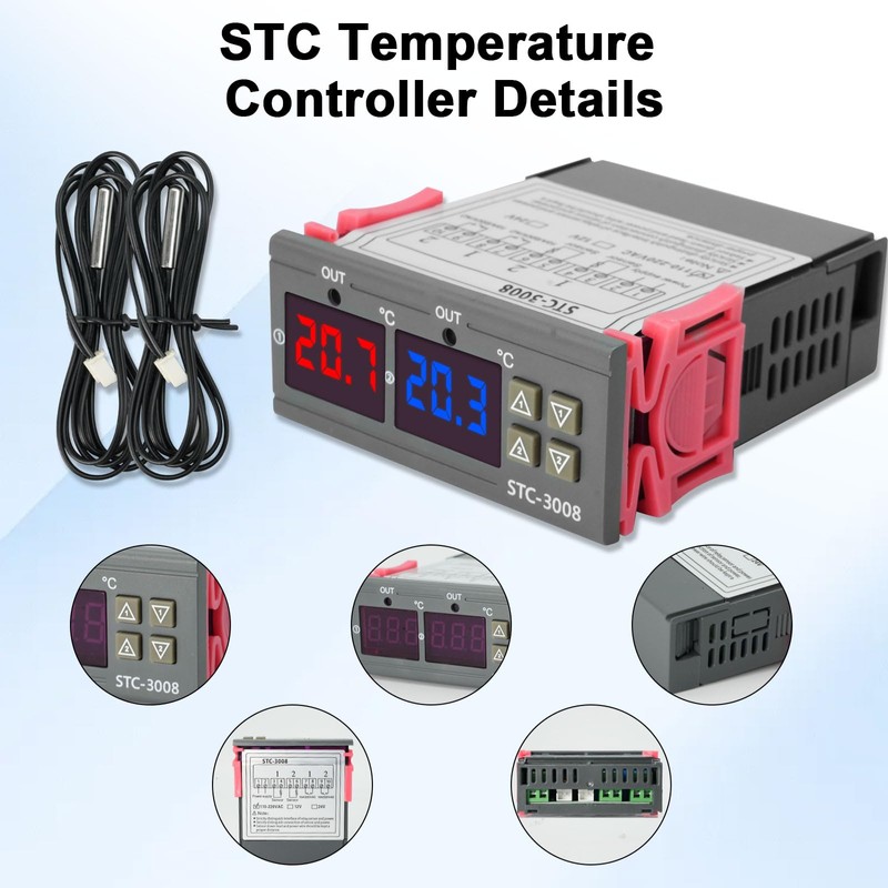 Adjustable Temperature Controller Switch, Binghe STC-3008 110-220V Digital Thermostat with