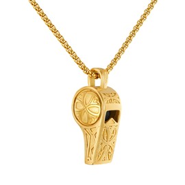 Medsor Whistle Pendant Necklace Long Chain Gold Whistle Necklace Girl Gift