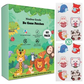 Natural Protection Patches (60 Pcs) Animal Stickers for Kids and Adults | for Indoor and Outdoor Activities | Travel, Hiking, Patios, BBQ, and Camping and More