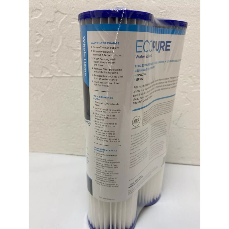 EcoPure 2-Pack EcoPure Universal Fit Pleated Replacement Water Filter EPW2P