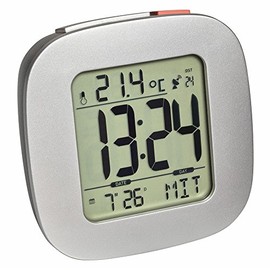 TFA Dostmann Funk-Wecker mit Temperatur, 60.2542.54, Wochentag und Datum, mit Zeitzonen, anthrazit