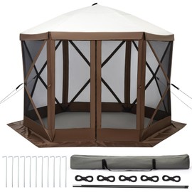 12x12FT Portable Gazebo Tent with Mosquito Netting - Instant Setup Canopy Shelter, 6 Sidewalls & Carry Bag, Stakes for Camping, Backyard, Lawn Events​