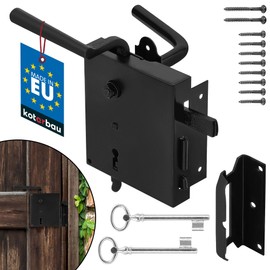 KOTARBAU Box Lock, 65 mm, Black, Right, Left, Powder-Coated Lock, Screw-On Lock, Bump Lock, Steel Handle, Rustproof, Robust