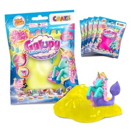 CRAZE Magic Slime Bag Galupy Mermaid Set of 6 Slime Children 6 x 75 ml Bags, Slime Set with Galupy Mermaid Unicorn Figure Surprise, Odourless, Residue-Free