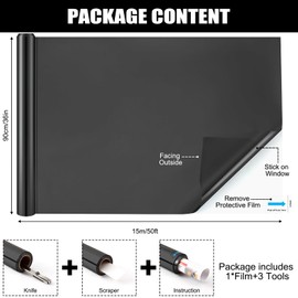 Pushglossy 36 Inch x 50 ft One Way Window Tint Film Privacy Daytime Reflective Mirror Window Sun Blocking Thermal Insulated Film Heat Control Static Cling Window Tint Anti UV Home Office(Black Silver)