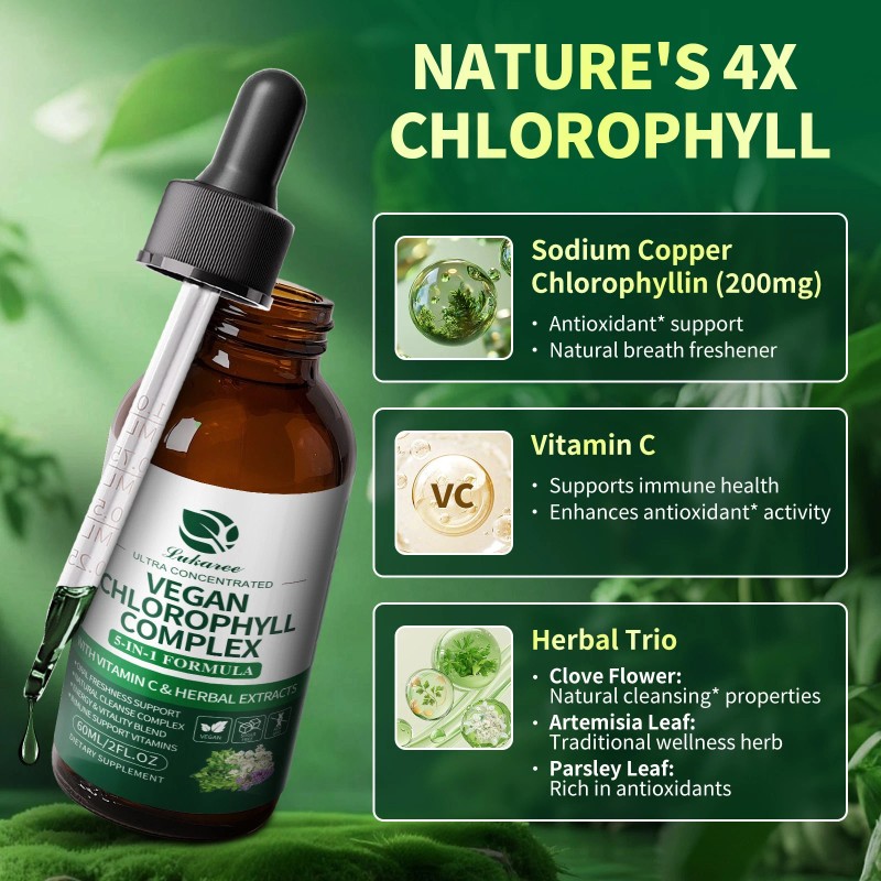 LUKAREE 2 Pack Liquid Chlorophyll Drops For Immune Support -