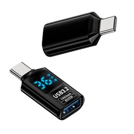 QIANRENON 10Gbps USB C Male to USB 3.2 Female Digital Display Adapter 36W USB Type C Male to USB3.2 Gen2 Female Charging Monitoring Connector USB C to A Charge Real Time Detection, 2Pcs