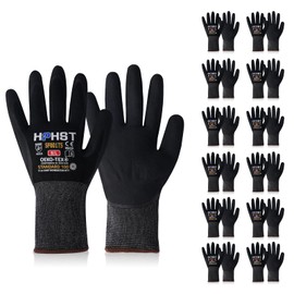 HPHST Work Gloves SF001TS Gloves Assembly Gloves for Men and Women Gloves Ergonomic Design Smart Touch Gardening Gloves 12 Pairs (Medium, Black)