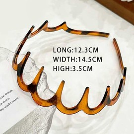 TSUOUKL4 Stück Zickzack Haarreif, Haifischzahn Haarreif aus Kunststoff Gewellte Zick Zack Haarreif mit Rutschfesten Zähnen Klassische Zack Haarreif für Frauen Männer Sport Outdoor Yoga