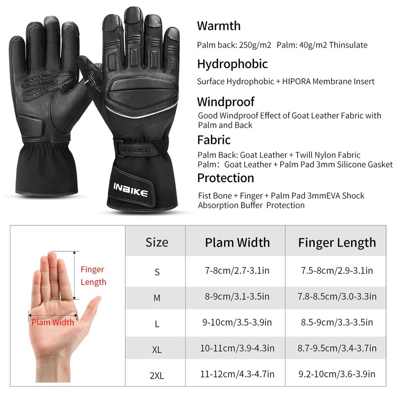 INBIKE Winter Motorcycle Gloves Men Waterproof Windproof Touchscreen Warm for