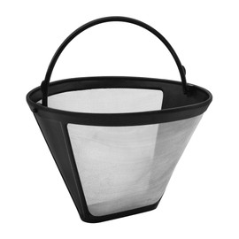 Fackelmann Silberton Dauerkaffeefilter Nr. 4, Permanent Filter aus Edelstahlgewebe - für Kaffee & als Teesieb verwendbar (Farbe: Silber/Schwarz), Menge: 1 Stück