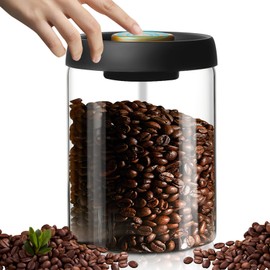 WANDGU 900ml Luftdichte Kaffeedose: Vorratsdose für Kaffee, Vorratsgläser mit Vakuumdeckel, Vakuum Kaffee Dose, Kaffeebehälter Aus Glas, Kaffeebehälter für Kaffeebohnen, Tee, Nüsse, Kakao, Kaffee