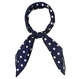 Allegra K Women's Silk Scarf, Square, 27.6 inches (70 cm), Polka Dot, Square Scarf, Neckerchief, Hair Decoration, Office, Uniforms, blue (navy blue)