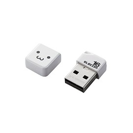 Elecom MF-SU2B16GWHF USB Memory, 16 GB, USB2.0 Compact, Strap Hole, Cap, White