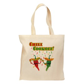 TooLoud Chili Cookoff! Chile Peppers Grocery Tote Bag - Natural