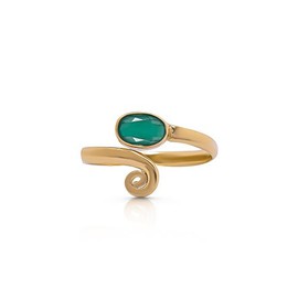 Koral Jewelry 14K Gold Plated Created Emerald Adjustable Spiral Midi Knuckle/Toe Ring