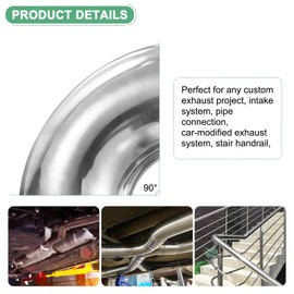 M METERXITY OD 4 Inch 90 Degree Mandrel Bend Elbow, Thicken 1.5 mm 304 Stainless Steel Exhaust Elbow Pipe for Car Modified Exhaust System, Stair Handrail Bend, Height 146 mm