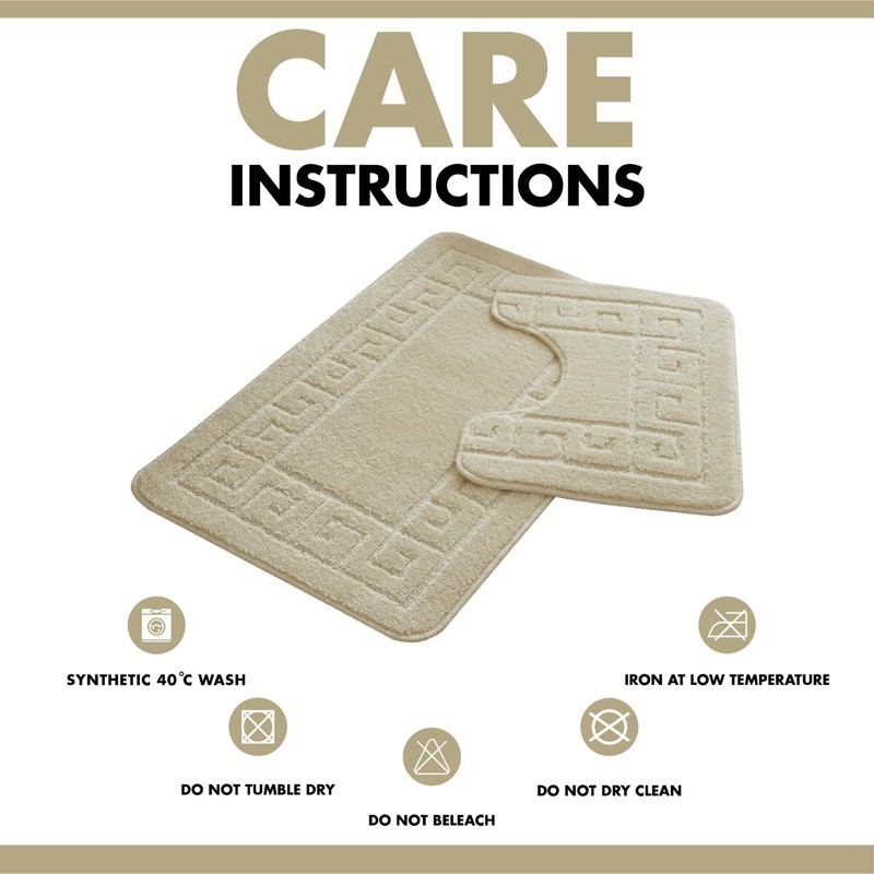 Lions 2 Piece Non Slip Striped Bath Mat & Pedestal
