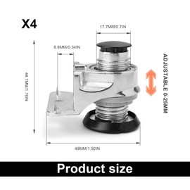 HASLED 4 Stück Höhenverstellbare Möbelfüße 0-25mm - Nivellierfüße aus Zinklegierung mit Gummikappen - Rutschfester Stand für Schränke, Tische & Garderoben