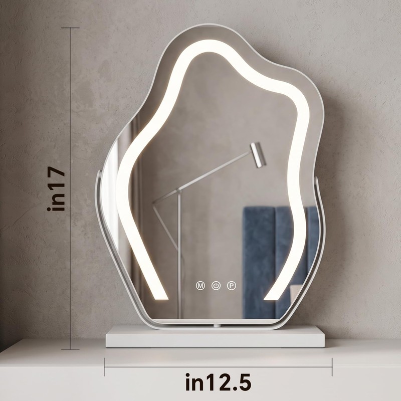 Cloud Makeup Mirror with Lights, 17" LED Vanity Mirror, 3