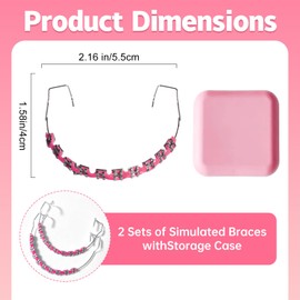 Dental Fake Braces for Teeth with Storage Case, Orthodontic Temporary Tooth Wire Braces with Metal Brackets and Arch Wire, Teaching Demonstration Model, Practice Aid, Educational Display (Pink)