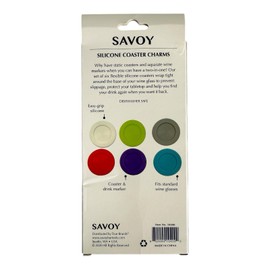 Savoy Silicone Coaster Charms, Set Of 6 Wine Glass Coasters 6 Different Colors