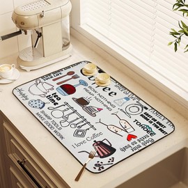 Haoh Drying Mat Kitchen Counter Microfibre Dish Drying Mat 45 x 60 cm Quick Drying Machine Washable Heat Resistant Mat Drying Mat for Kitchen Counter Table Top Worktop Kitchen