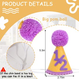 Agvgaza - Sombrero de fiesta de medio cumpleaños, colorido y lindo sombrero de cono de 1/2, accesorios para fotos de seis meses, decoración de media manera a una fiesta (amarillo y morado)