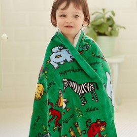 Tyrrell Katz Kids Jungle Printed Towel in Blue - Children’s Bath Sheet 100% Soft Cotton Beach Cloth with Rectangular Design - 70 x 140 cm