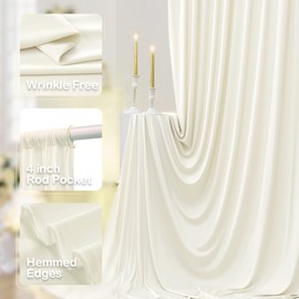 50ft x 12ft Wrinkle Free Ivory Backdrop Curtains for Parties, 10 Panels Silky 12FT Long Photo Backdrop Drapes Back Drop Cloth for Wedding Birthday Photography Background Decor
