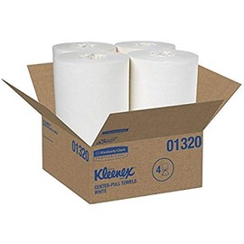 Kimberly-Clark 01320 White Kleenex Center-Pull Towels, 8.4" Roll Diameter, 8" W x 15"L (Pack of 4)