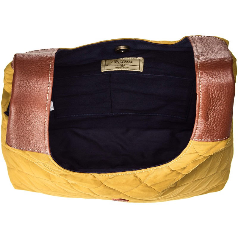 Forna Quilted Marche-Shaped Tote Bag, yellow (mustard)