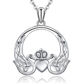 CHIC & ARTSY 925 Sterling Silver Irish Trinity Celtic Knot Necklaces Oxidised Lucky Triskele Celtic Knot Fine Jewellery Goddess of the Moon Pendant Necklace for Women Grandma, Mum, Aunt, Sister,