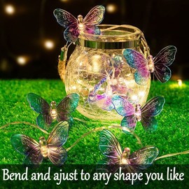 Fielegen 20 LED Butterfly String Lights, 9.84ft/3 Meter Battery Powered Purple Butterfly Fairy Lights for Home Bedroom Indoor Outdoor Garden Wedding Party Holiday Summer Decoration