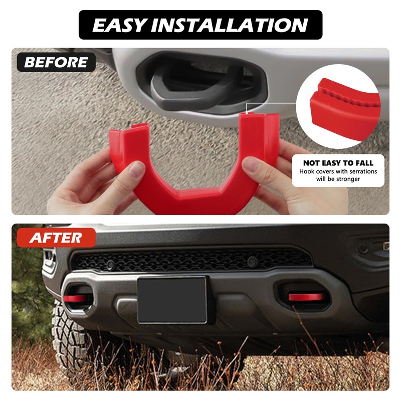 TECHPICCO Front Tow Hooks Covers Hitch Cover Customized Car Tow