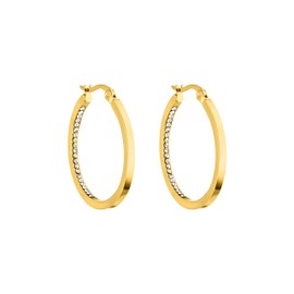 Purelei® Inner Shine Hoop Earrings - Stainless Steel 18K Gold Plated / Rose Gold Plated or Silver - 30mm Diameter, 2mm Width - Women's Earrings, Stainless Steel, Abalone