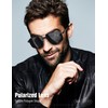 LUENX Polarised Sunglasses Mens Womens UV400-Protection Square Polygon Sunglasses Retro