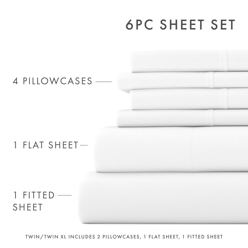 LINENS & HUTCH Sheet Set 6-Piece Microfiber Essential Ultra Soft