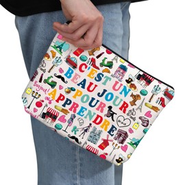PYOUL French Teacher Gift C’est un Beau Jour Pour Apprendre Makeup Bag French Travel Cosmetic Bag French Souvenir Gift (Pour Apprendre Bag)