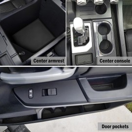 SENSHINE Custom Liners for Toyota Tundra Accessories 2014-2020 2021 Cup Holder Inserts, Center Console Liner Mats, Door Pocket Liners 27Pcs (Bucket Seat, Black Trim)