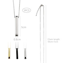 ATBUSS 3 Pieces Mindfulness Necklace, Breath Necklace, Anxiety Relief Necklace, Whistle Necklace for Meditation, Relaxation (Gold, Black, Steel), Stainless Steel