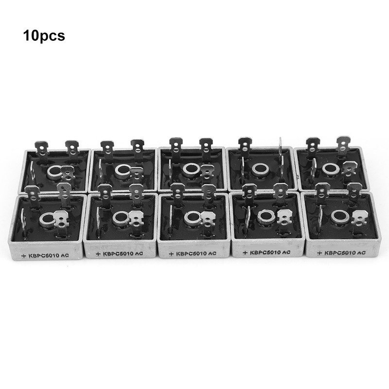 10pcs 50A 1000V 4 Pin Square Metal Case Bridge Rectifier