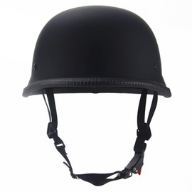 Black Half Helmet, Motorcycle Half Helmet, Retro German Style Helmet, Scooter, Cruiser Chopper Collision Helmet DOT/ECE Certified,L