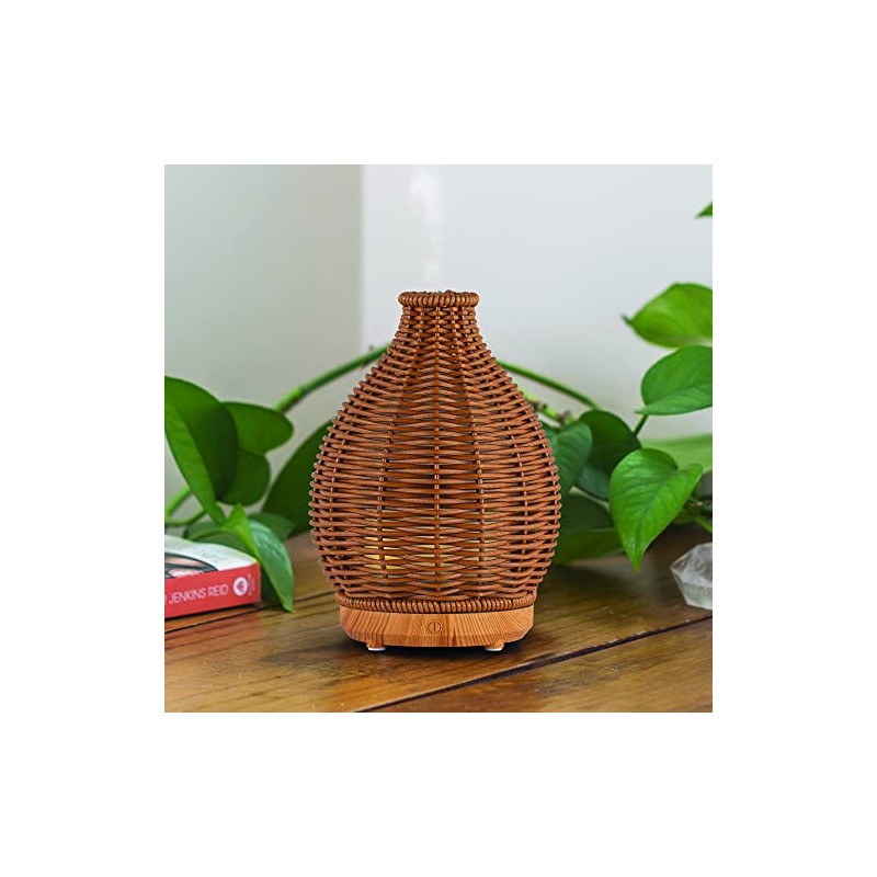 SpaRoom Boho Essential Oil Ultrasonic Misting Diffuser for Aromatherapy, Dark