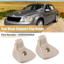X AUTOHAUX 2pcs Sun Visor Support Clip Retainer 1GW25DX9AA for Dodge Avenger 2011-2014 for Chrysler 200 2011-2014 Sun Visor Support Clip Holder Bracket Hanger Plastic Beige Anti Vibration