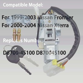 Peintu Ignition Lock Cylinder Switch Assembly W/2 Keys D8700-4S100 D87004S100 Compatible with Nissan Frontier Xterra 1999 2000 2001 2002 2003 2004